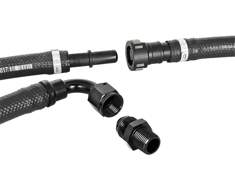 aFe Diesel Fuel Systems DFS780 Series components for 2013-2015 Ram Diesel 6.7L, featuring hoses and fittings for full-time operation.
