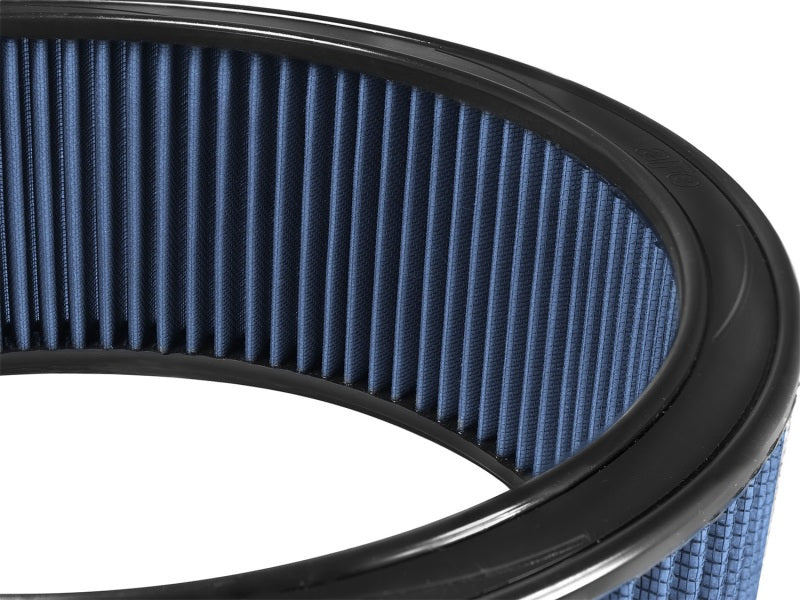 aFe MagnumFLOW Air Filter featuring a blue pleated design with a 14-inch outer diameter and 12-inch inner diameter.