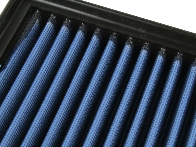 aFe MagnumFLOW Air Filter for Jeep Wrangler 87-95 L4 and 91-95 L6, featuring a blue filter media for improved airflow.