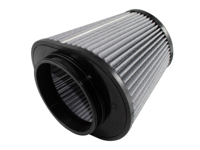 aFe MagnumFLOW Air Filter with a conical design, featuring a gray mesh surface and black rubber base for enhanced airflow.