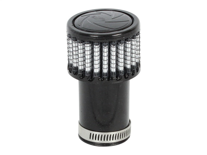 aFe MagnumFLOW Air Filter featuring a cylindrical design with a mesh exterior and a black finish, ideal for enhanced airflow.