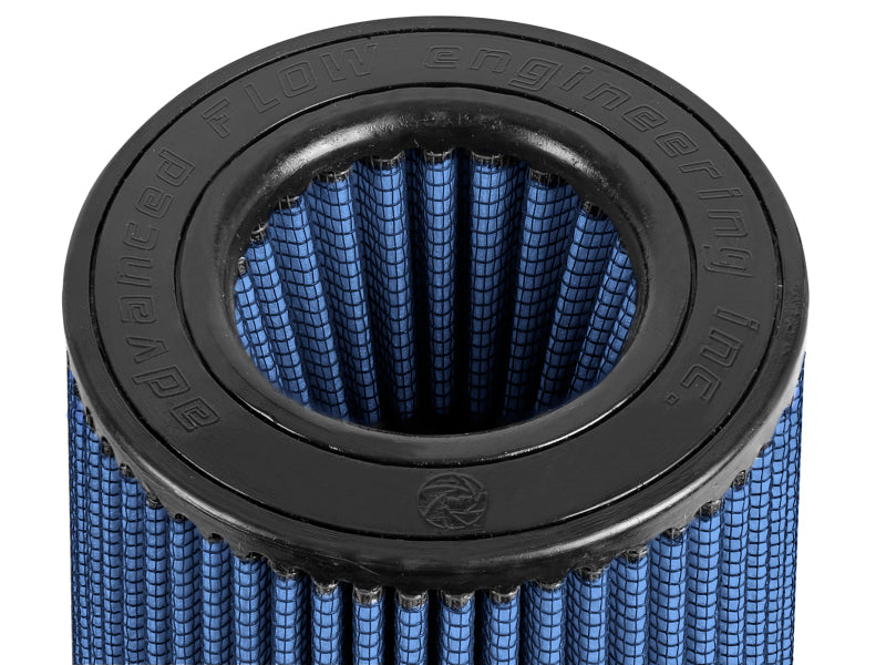 aFe Magnum FLOW Pro 5R universal air filter featuring a blue mesh design and inverted shape for enhanced airflow and performance.