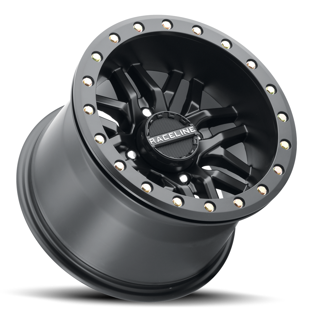 A91B Ryno Beadlock wheel featuring a sleek black finish and durable design for offroad performance and style.